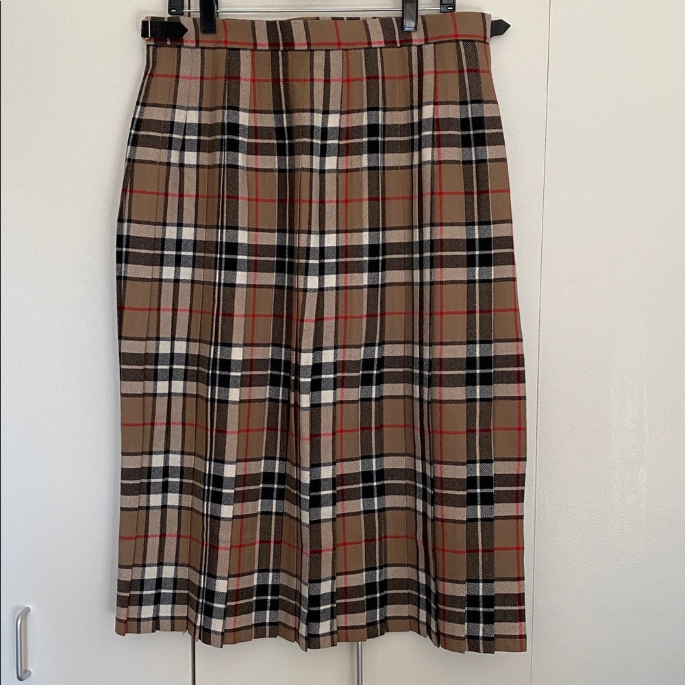 James Pringle Weavers Wool Fringe Plaid Kilt Maxi Skirt Tan US 12 - Picture 5 of 9